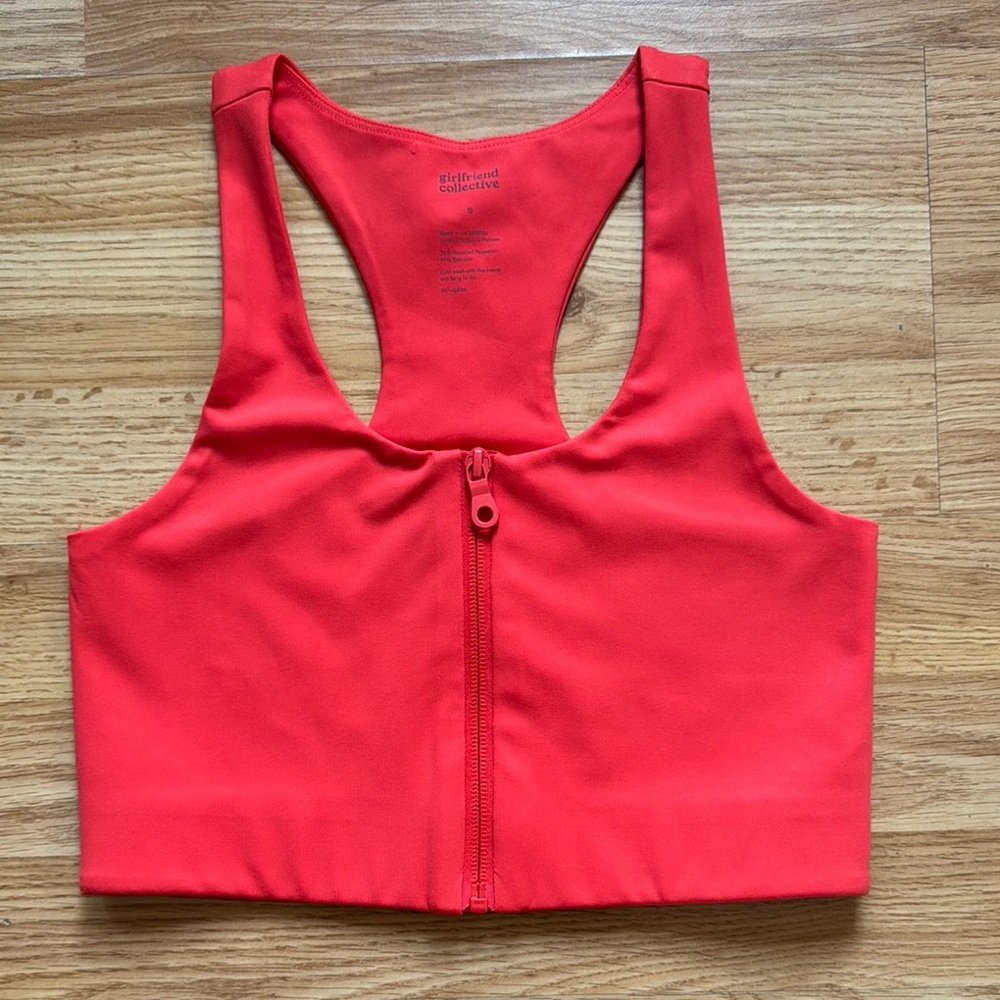 Girlfriend Collective Red Zip Sports Bra ✨ size S